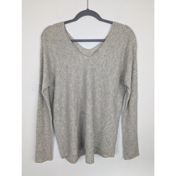 Vince Sweater Wool Cashmere Double V Neck Knit Classic Minimalist Taupe Size S - Picture 2 of 10